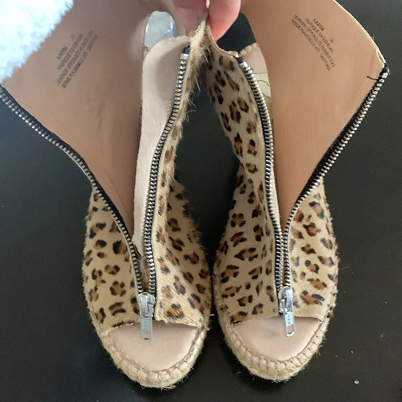 Gaimo karim leather calf hair leopard print wedges. Bohemian style size 8/38euro - Picture 3 of 11